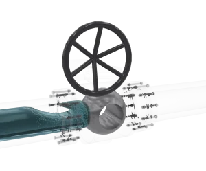 manual-turbine-ball-valve-3d-animation-fluid-close Industrial Manual Turbine Ball Valve Flow Simulation 3D Animation