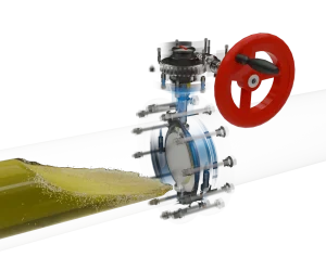 manual-turbon-wafer-butterfly-valve-3d-animation-fluid-close Industrial Manual Turbine Butterfly Valve Flow Simulation 3D Animation