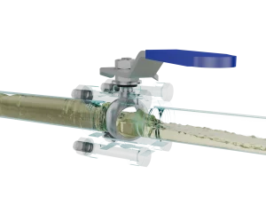 three-piece-stainless-steel-manual-ball-valve-3d-animation-fluid-open Industrial Stainless Steel Manual Ball Valve Flow Simulation 3D Animation