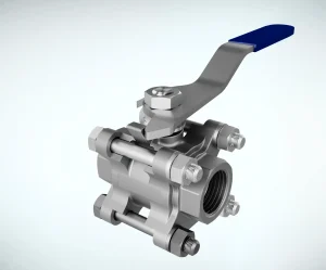 three-piece-stainless-steel-manual-ball-valve-3d-animation-overall-appearance Industrial Stainless Steel Manual Ball Valve Overview 3D Animation